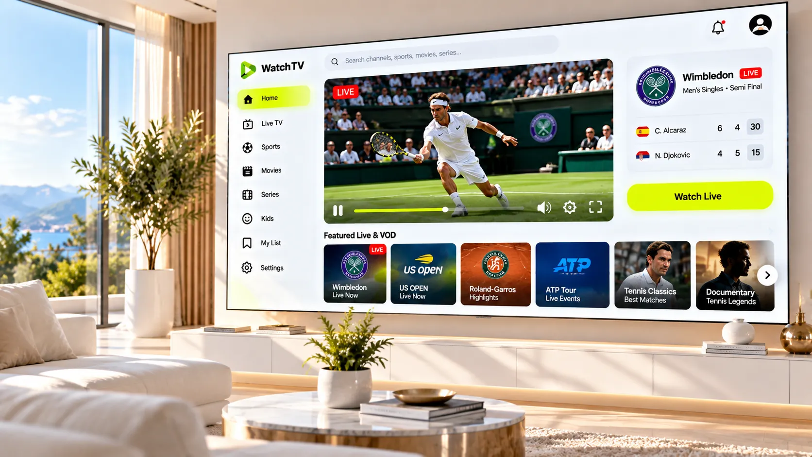 Elektronische Programmübersicht mit deutschen Sendern auf einem Smart-TV via waipu.tv